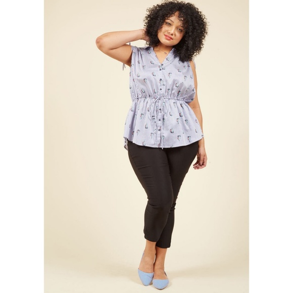 NEW Modcloth Striped Buttoned Tie Sailboat Top - Picture 6 of 6